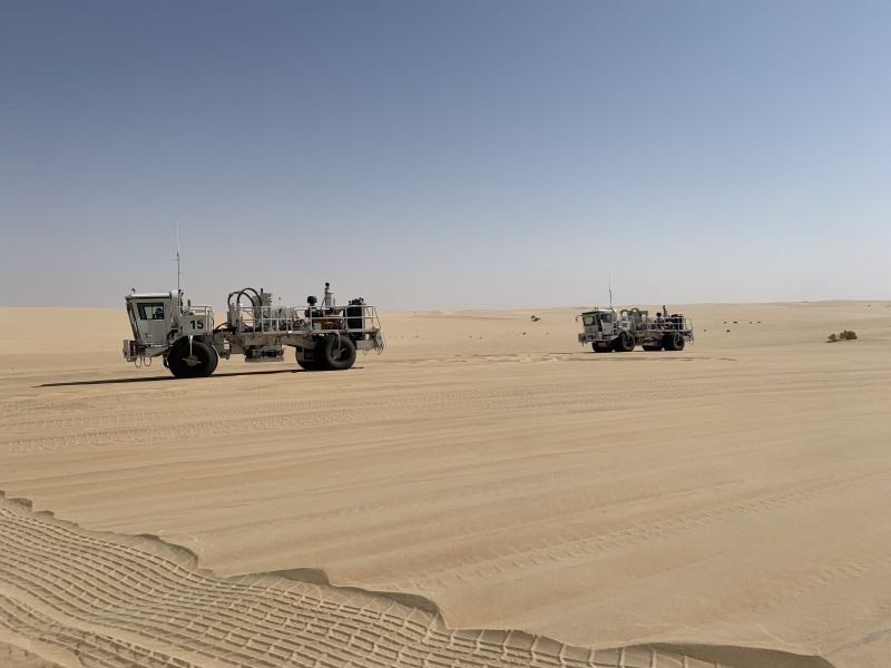 nomad 65 neo truck in desert environment for seismic operation