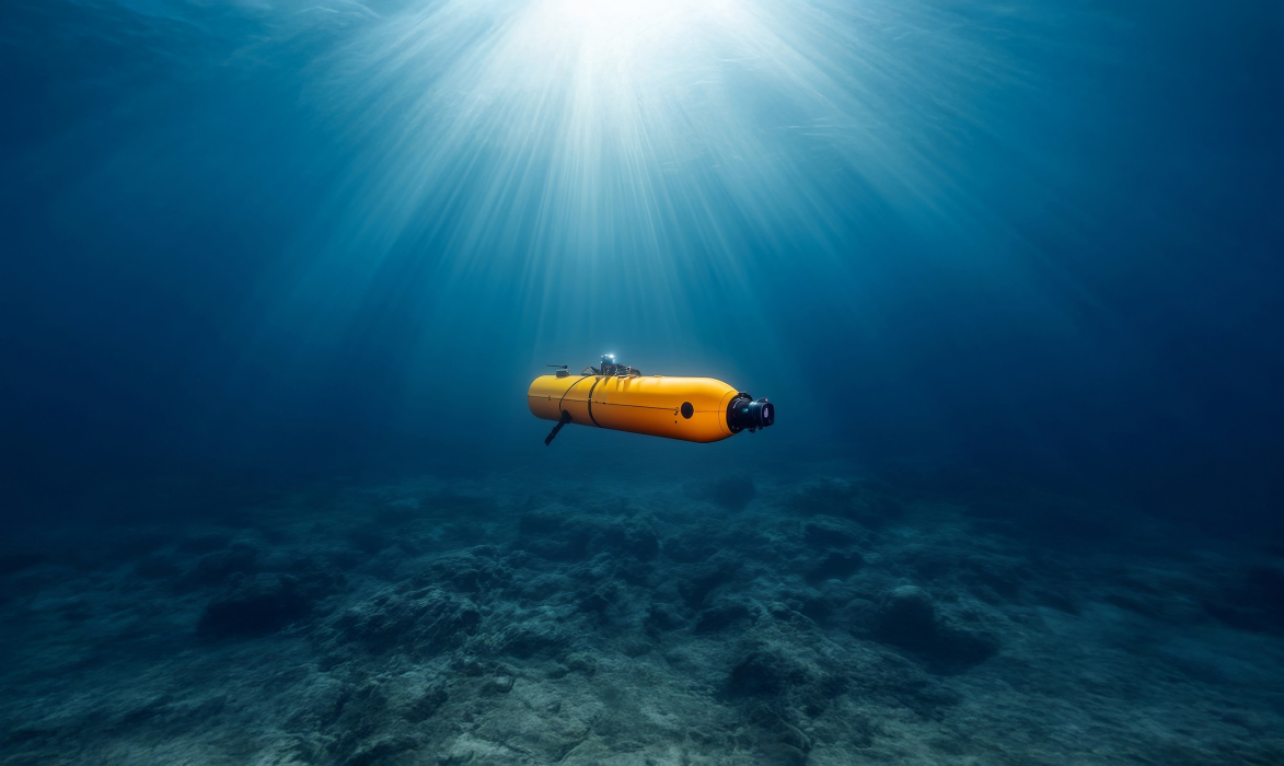 drone in operation at sea