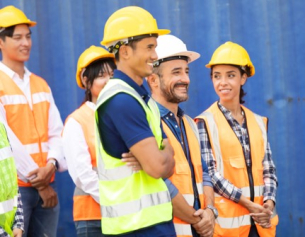 workers smiling training