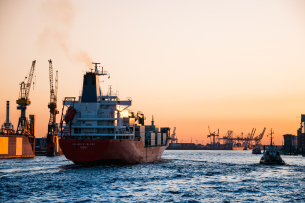 marine logistic boat on port