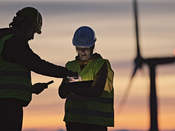 man and woman working